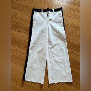 Frame Denim White and Black Ali Wide Crop jeans